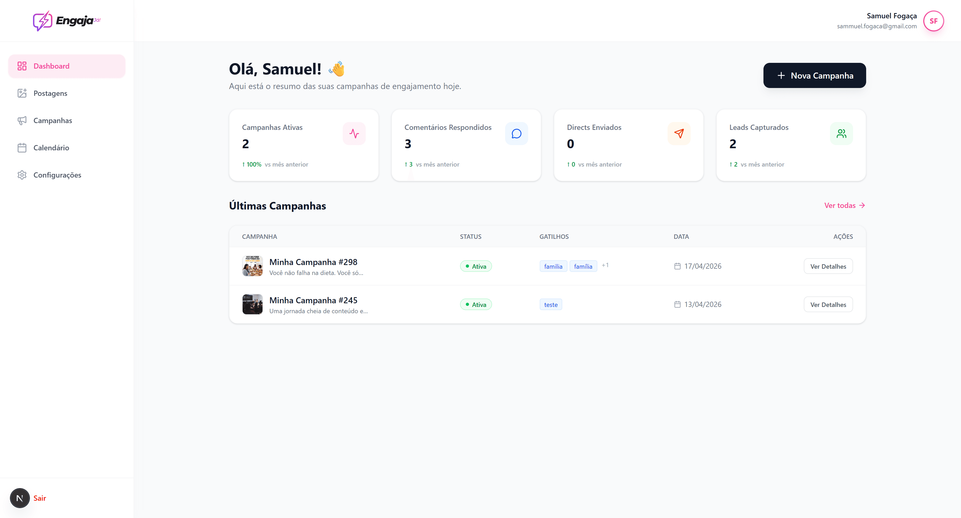 Engaja Já! Dashboard